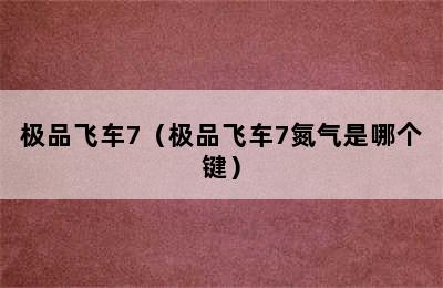 极品飞车7（极品飞车7氮气是哪个键）