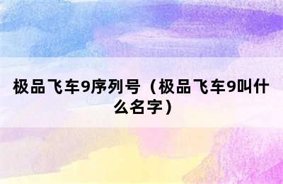 极品飞车9序列号（极品飞车9叫什么名字）