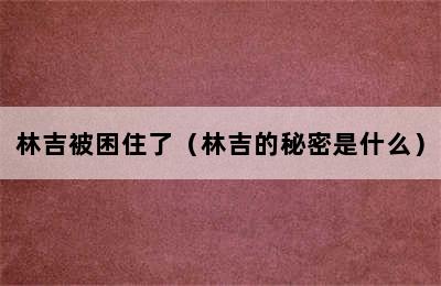 林吉被困住了（林吉的秘密是什么）