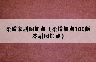 柔道家刷图加点（柔道加点100版本刷图加点）