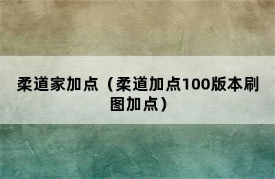 柔道家加点（柔道加点100版本刷图加点）