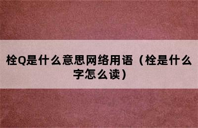 栓Q是什么意思网络用语（栓是什么字怎么读）