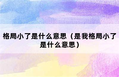 格局小了是什么意思（是我格局小了是什么意思）