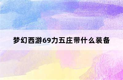 梦幻西游69力五庄带什么装备