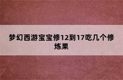 梦幻西游宝宝修12到17吃几个修炼果