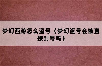 梦幻西游怎么盗号（梦幻盗号会被直接封号吗）