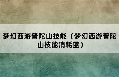 梦幻西游普陀山技能（梦幻西游普陀山技能消耗蓝）