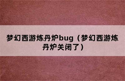 梦幻西游炼丹炉bug（梦幻西游炼丹炉关闭了）