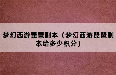 梦幻西游琵琶副本（梦幻西游琵琶副本给多少积分）