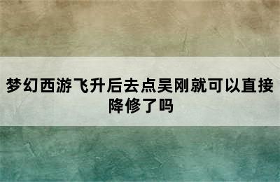 梦幻西游飞升后去点吴刚就可以直接降修了吗