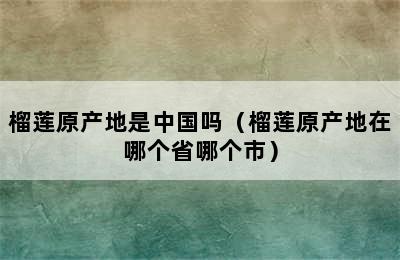 榴莲原产地是中国吗（榴莲原产地在哪个省哪个市）