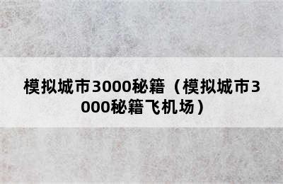 模拟城市3000秘籍（模拟城市3000秘籍飞机场）