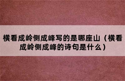 横看成岭侧成峰写的是哪座山（横看成岭侧成峰的诗句是什么）