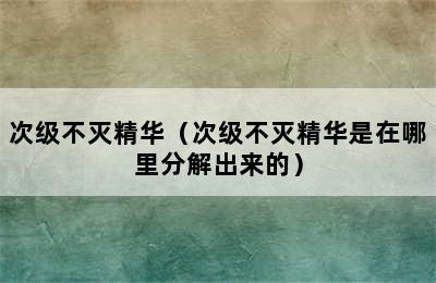 次级不灭精华（次级不灭精华是在哪里分解出来的）