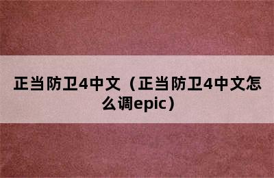 正当防卫4中文（正当防卫4中文怎么调epic）