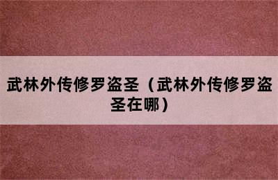 武林外传修罗盗圣（武林外传修罗盗圣在哪）