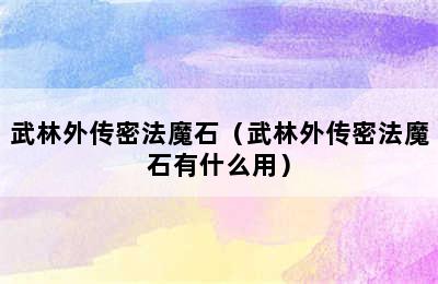 武林外传密法魔石（武林外传密法魔石有什么用）