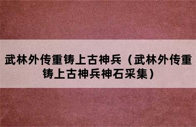 武林外传重铸上古神兵（武林外传重铸上古神兵神石采集）