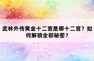 武林外传黄金十二宫是哪十二宫？如何解锁全部秘密？