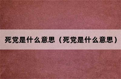 死党是什么意思（死党是什么意思）