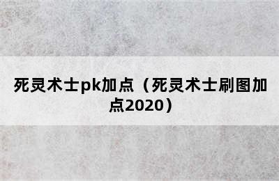 死灵术士pk加点（死灵术士刷图加点2020）