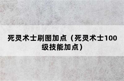 死灵术士刷图加点（死灵术士100级技能加点）