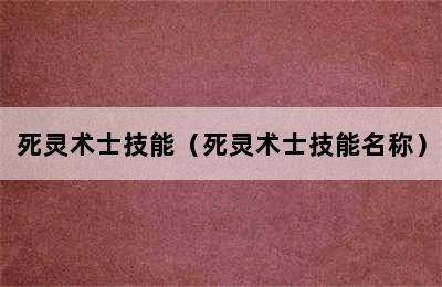 死灵术士技能（死灵术士技能名称）