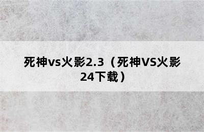 死神vs火影2.3（死神VS火影24下载）