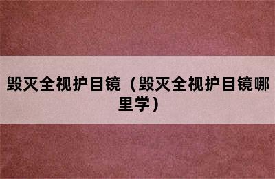 毁灭全视护目镜（毁灭全视护目镜哪里学）