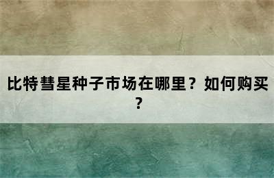 比特彗星种子市场在哪里？如何购买？