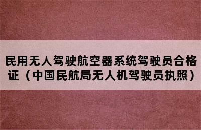 民用无人驾驶航空器系统驾驶员合格证（中国民航局无人机驾驶员执照）