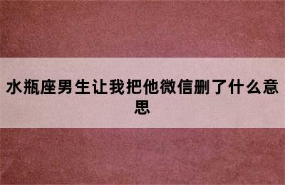 水瓶座男生让我把他微信删了什么意思