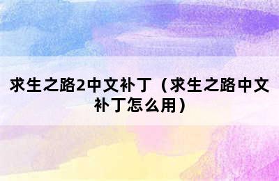 求生之路2中文补丁（求生之路中文补丁怎么用）