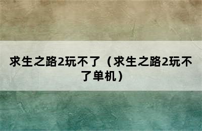 求生之路2玩不了（求生之路2玩不了单机）