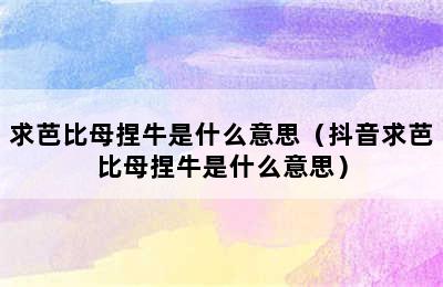 求芭比母捏牛是什么意思（抖音求芭比母捏牛是什么意思）