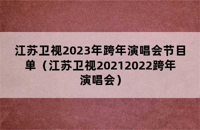 江苏卫视2023年跨年演唱会节目单（江苏卫视20212022跨年演唱会）