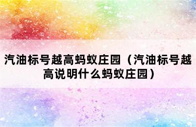 汽油标号越高蚂蚁庄园（汽油标号越高说明什么蚂蚁庄园）