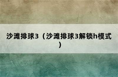 沙滩排球3（沙滩排球3解锁h模式）