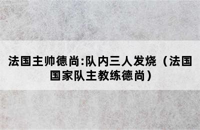 法国主帅德尚:队内三人发烧（法国国家队主教练德尚）