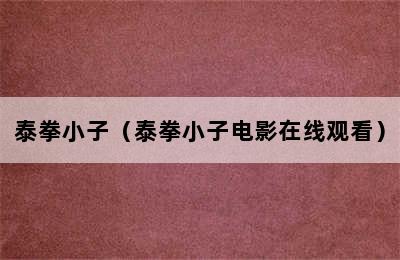 泰拳小子（泰拳小子电影在线观看）