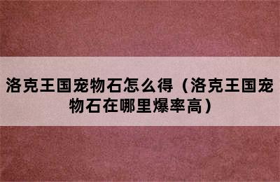 洛克王国宠物石怎么得（洛克王国宠物石在哪里爆率高）