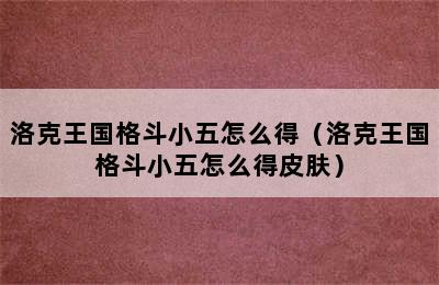 洛克王国格斗小五怎么得（洛克王国格斗小五怎么得皮肤）