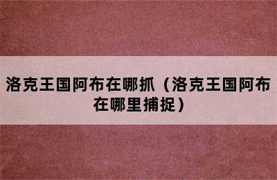 洛克王国阿布在哪抓（洛克王国阿布在哪里捕捉）