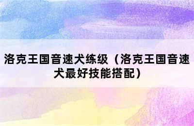 洛克王国音速犬练级（洛克王国音速犬最好技能搭配）