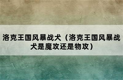 洛克王国风暴战犬（洛克王国风暴战犬是魔攻还是物攻）