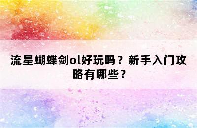 流星蝴蝶剑ol好玩吗？新手入门攻略有哪些？