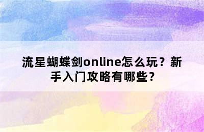 流星蝴蝶剑online怎么玩？新手入门攻略有哪些？