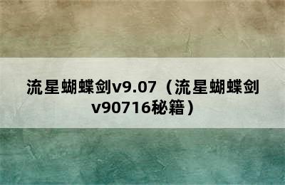 流星蝴蝶剑v9.07（流星蝴蝶剑v90716秘籍）