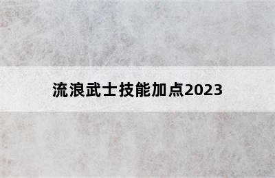 流浪武士技能加点2023