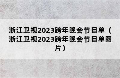 浙江卫视2023跨年晚会节目单（浙江卫视2023跨年晚会节目单图片）